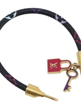 LOUIS VUITTON Multicolor Bra Rubbed Lach It Bracelet Black M6603F Auth ka2772M